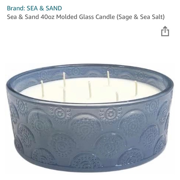 Sea & Sand 40 oz molded glass candle, 7 wick, Sage and Sea Salt scent. - Picture 1 of 1
